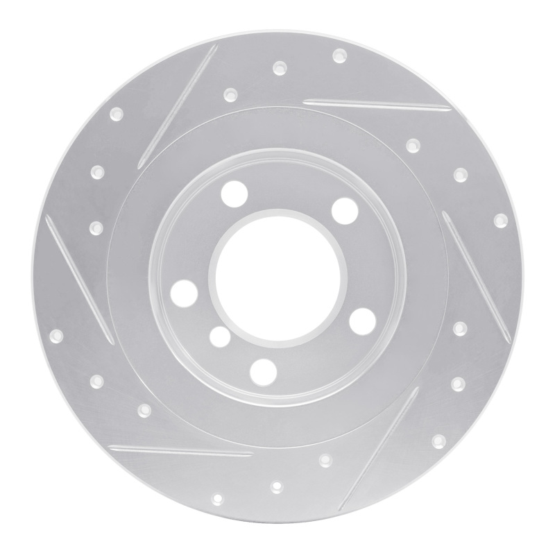 Mini Cooper Countryman Brake Rotor (1) - Rear Right - R1 Concepts - Drilled & Slotted - Silver - `13-`16